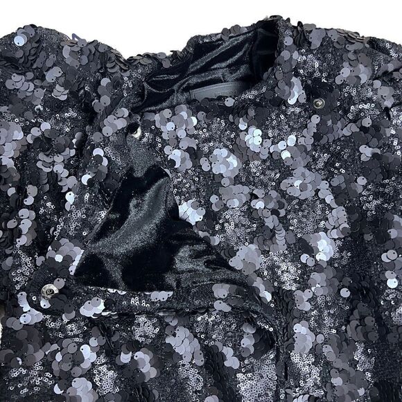 Blank NYC Jacket Women’s XS Black Sequin Puff Sleeve Crop Party Club Revolve NEW - Picture 15 of 16